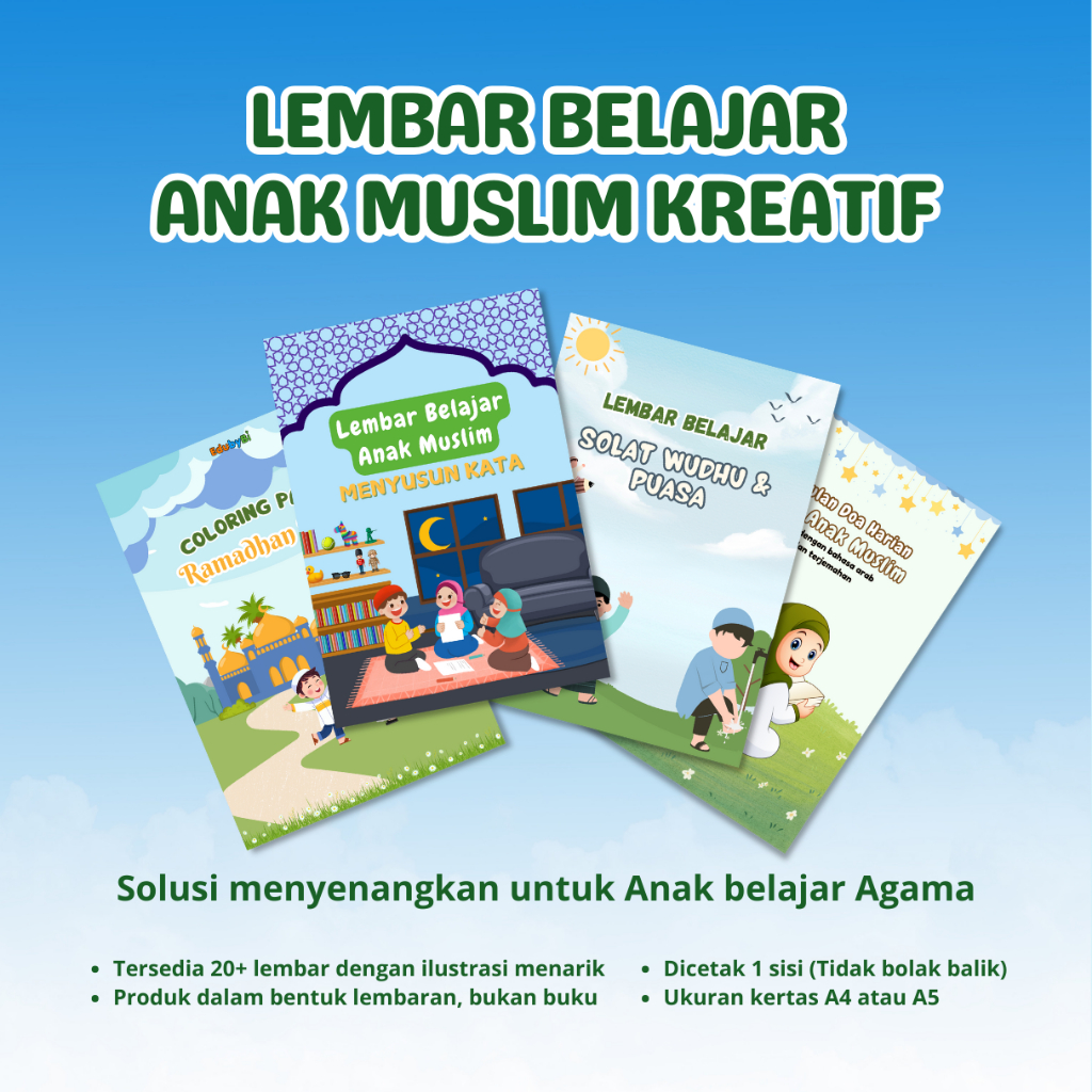 Worksheet Anak Seri Islami - Lembar Belajar Untuk Anak PAUD TK Usia 3 4 5 6 7 Tahun