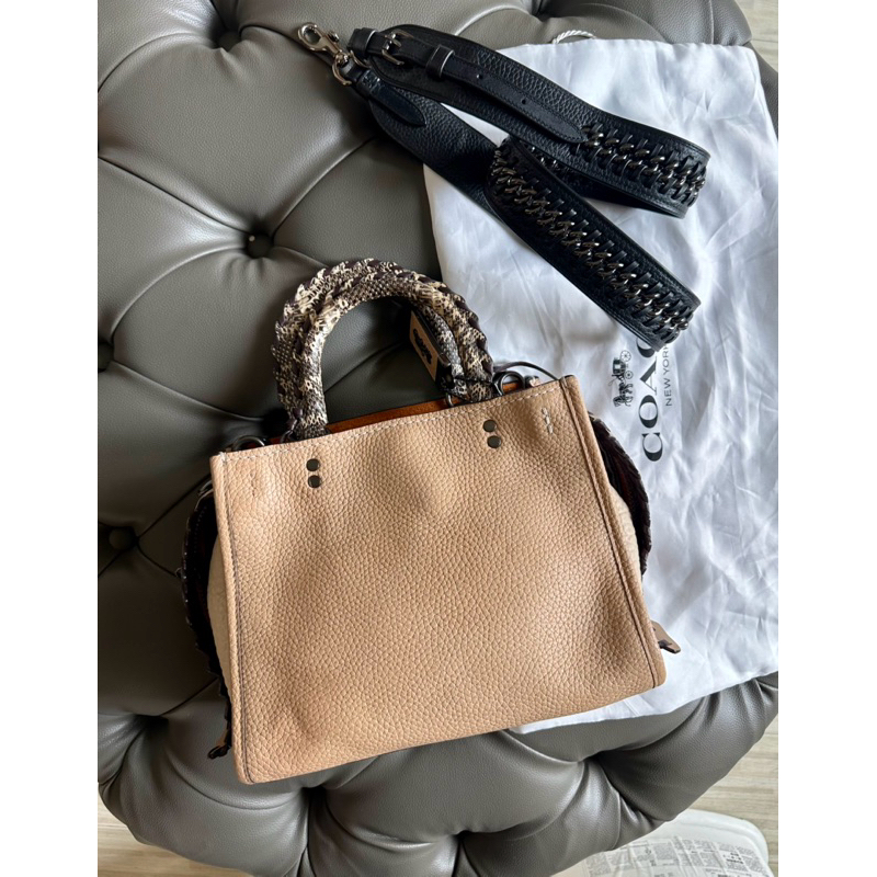 Preloved Coach rogue 25 mixed leather snake skin butik authentic original shoulder bag