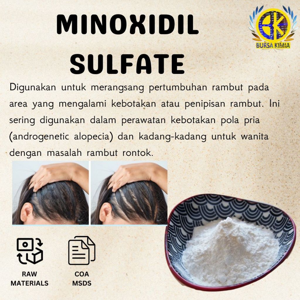 Bubuk Serum Penumbuh Rambut Minoxidil Sulfate 10gr / Minoksidil Mengatasi Kerontokan Rambut