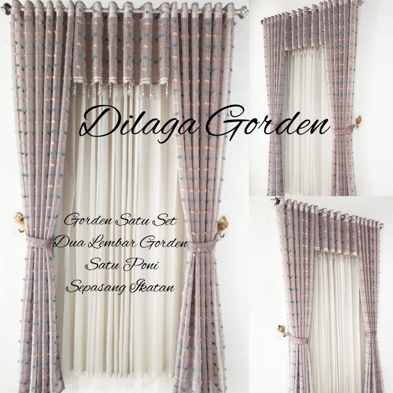Gorden Satu Set Poni Atas Pintu Jendela Ruang Tamu Tengah Minimalis