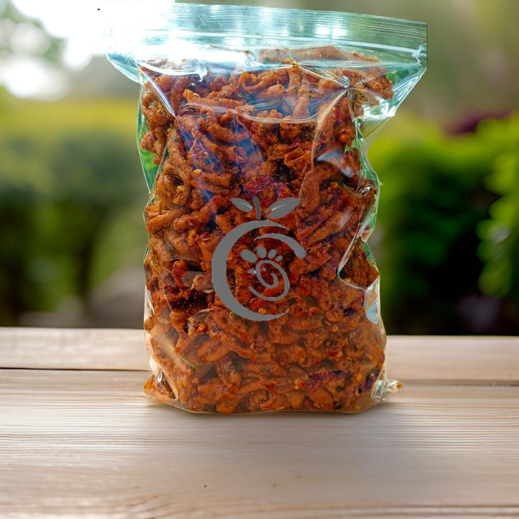 

Keripik Usus Crispy Pedas Daun Jeruk