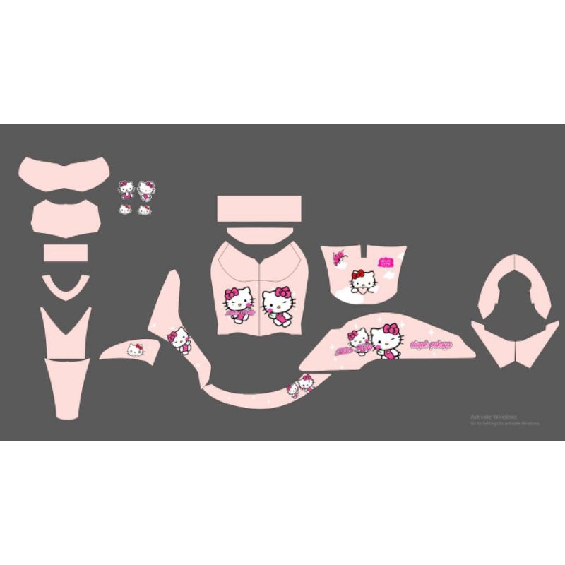 Stiker Fullbody Motor Fino 125 Stiker Variasi Hello Kitty Pink Bebas Request Warna