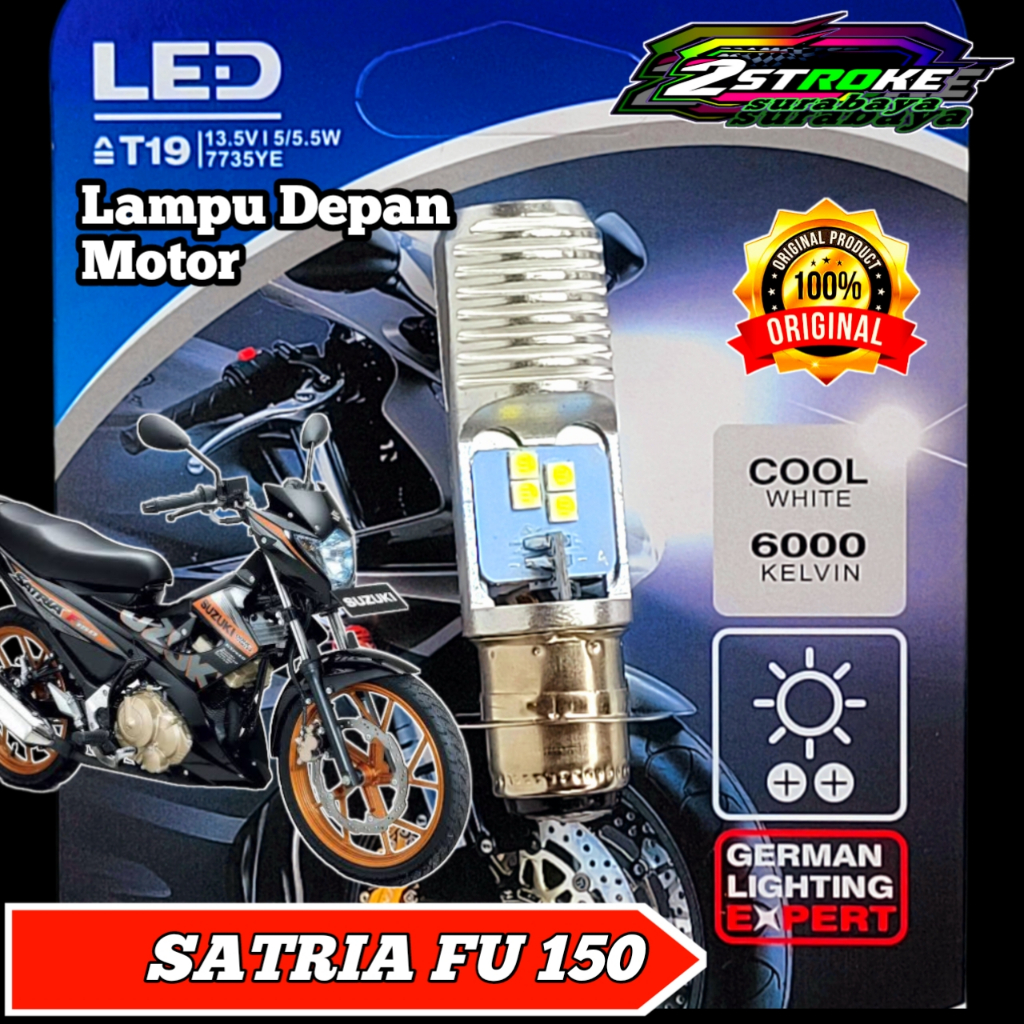 Lampu Depan Motor Suzuki Satria Fu LED Putih Ac/Dc 12Volt Pengganti Dop/Bohlam Standart WrT19