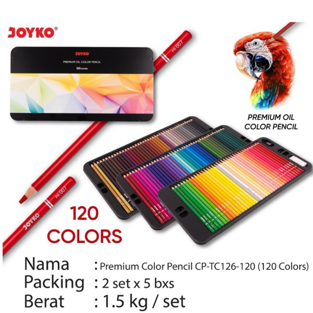 

120 Colors Premium Oil Color Pencil Kemasan Kaleng / Pensil Warna Joyko CP-TC126-120