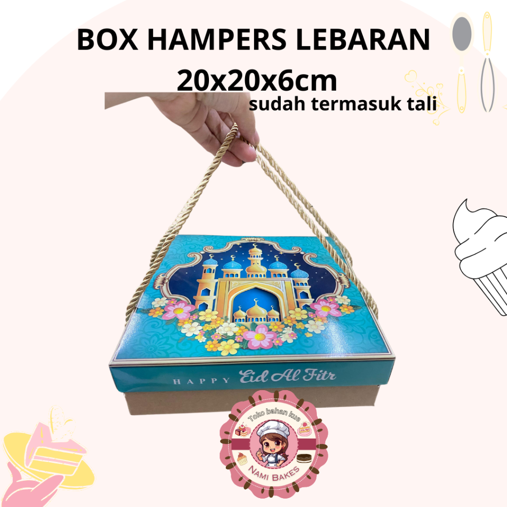 

Kotak Lebaran / Box Hampers Idul Fitri 20x20x6cm ( sudah termasuk tali)