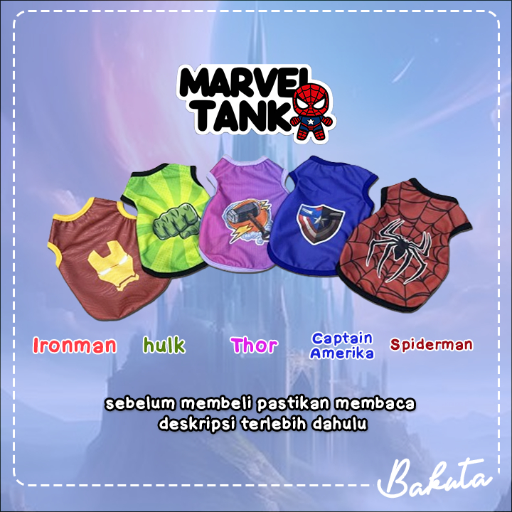 Baju Kucing Tank Edisi Marveel Tank Untuk Kucing dan anjing kecil / Baju Kucing Size XS-XXL