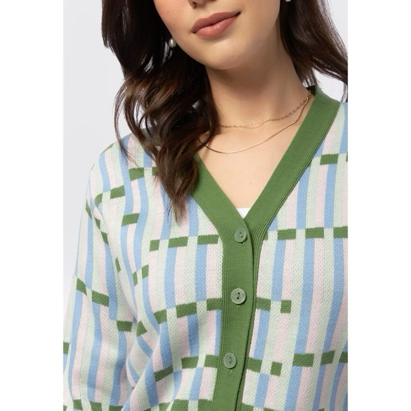 [Preloved] Et Cetera x Nadjani Oversized Printed Cardigan - Green