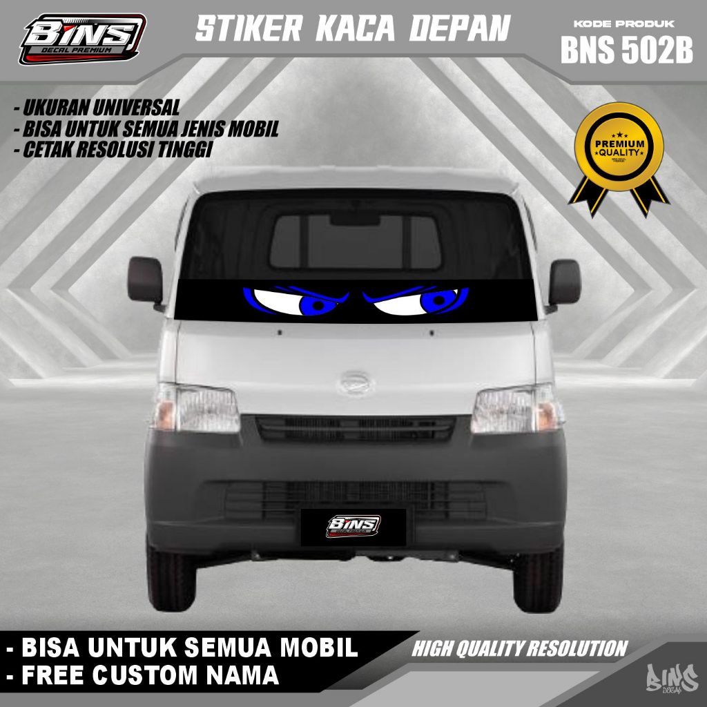 NEW BNS502-STIKER KACA DEPAN MOBIL GAMBAR MATA MODEL STROBO VIRAL LAMPU KEKINIAN
