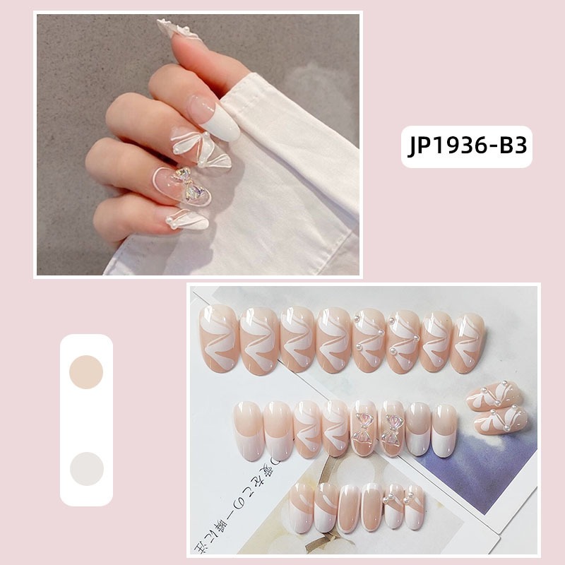 24pcs 3D kuku palsu extension kuku palsu kecantikan Manicure kuku kaki palsu free lem