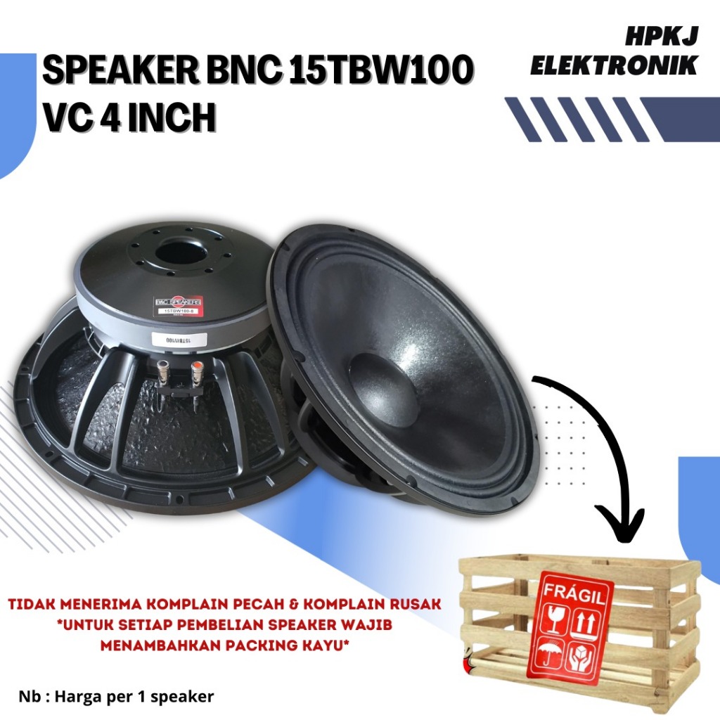 SPEAKER KOMPONEN B&C 15TBW100 VOICE COIL 4INCH speaker komponen 15inch b&c 15tbw100 VC 4 Inch