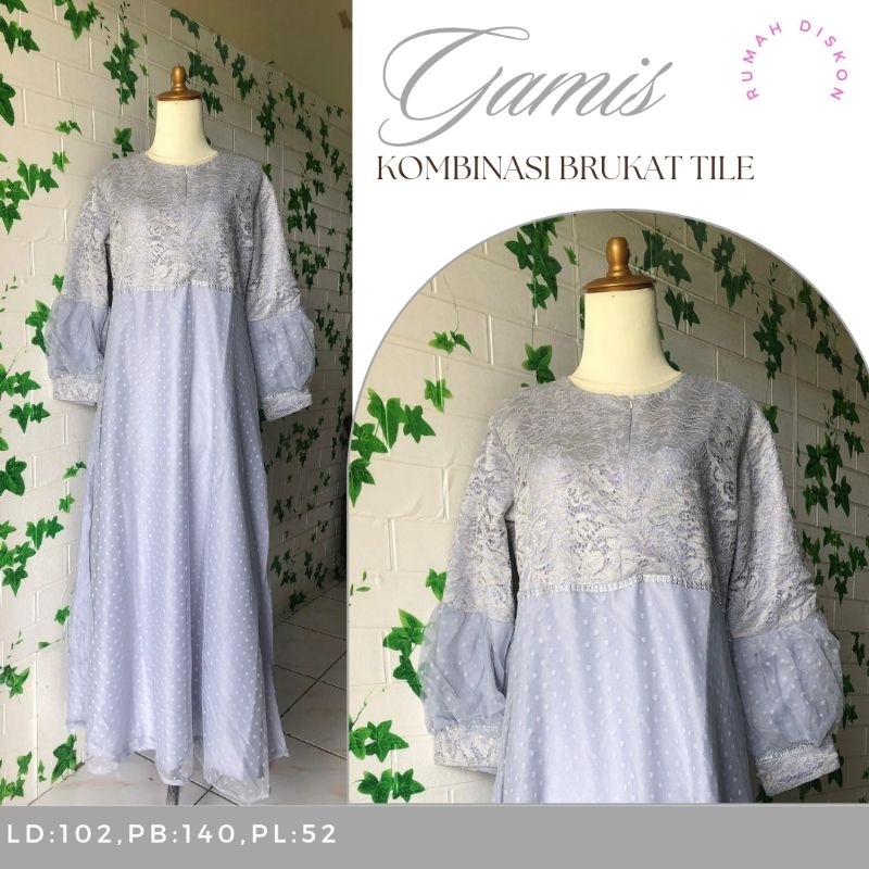 Gamis Kombinasi tile polka