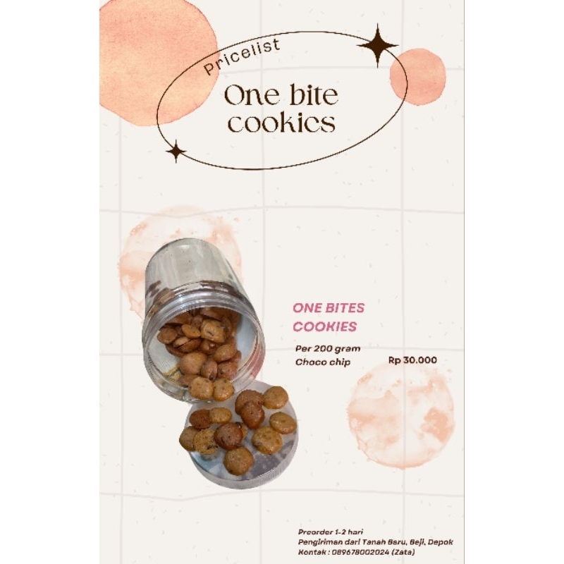 

one bite cookies chocochip, cereal cookies chocochip, cookies gula aren 200 gram