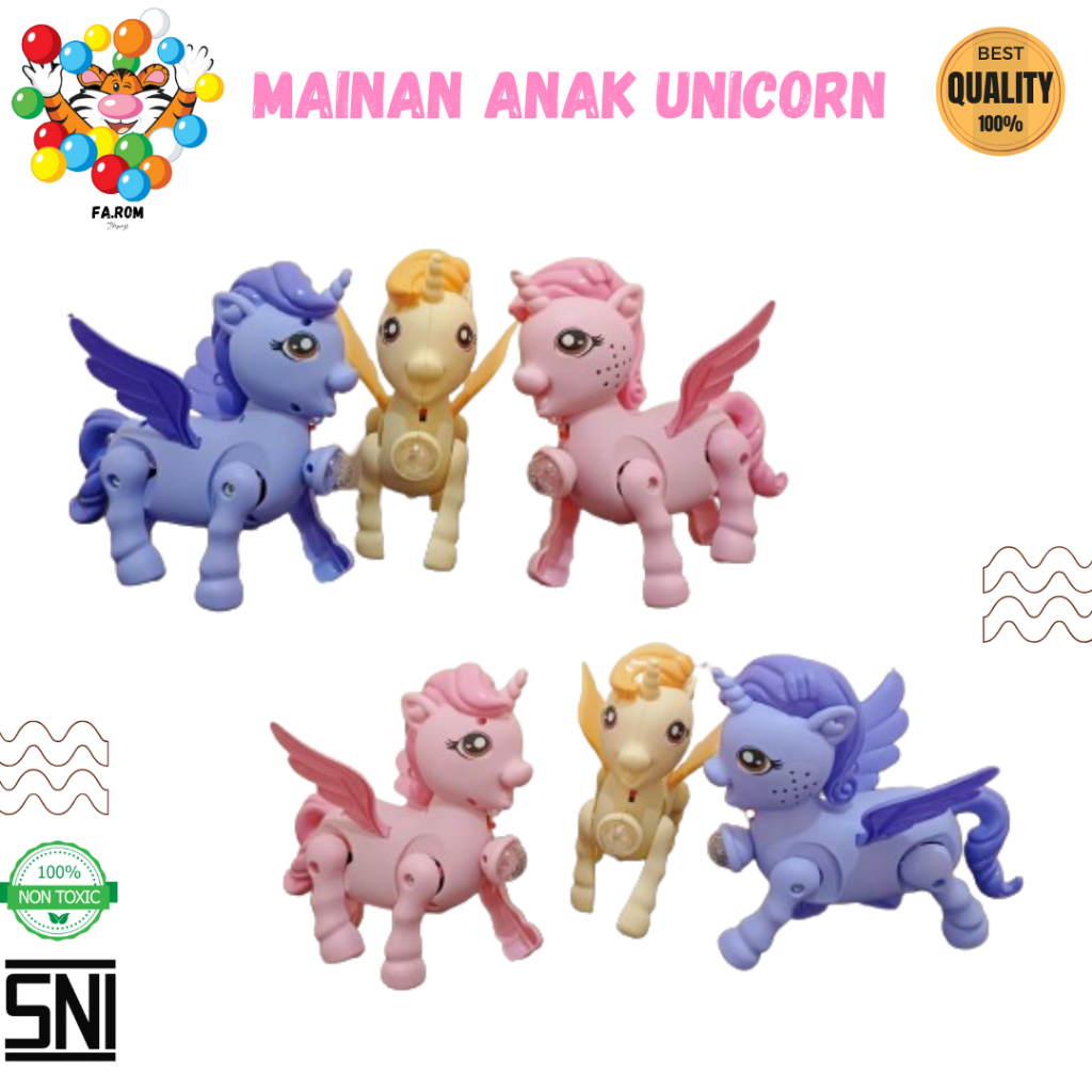 Mainan Anak Kuda Poni Bersayap dan Berbunyi Musik | Little Pony Unicorn | Kuda Pony Berjalan