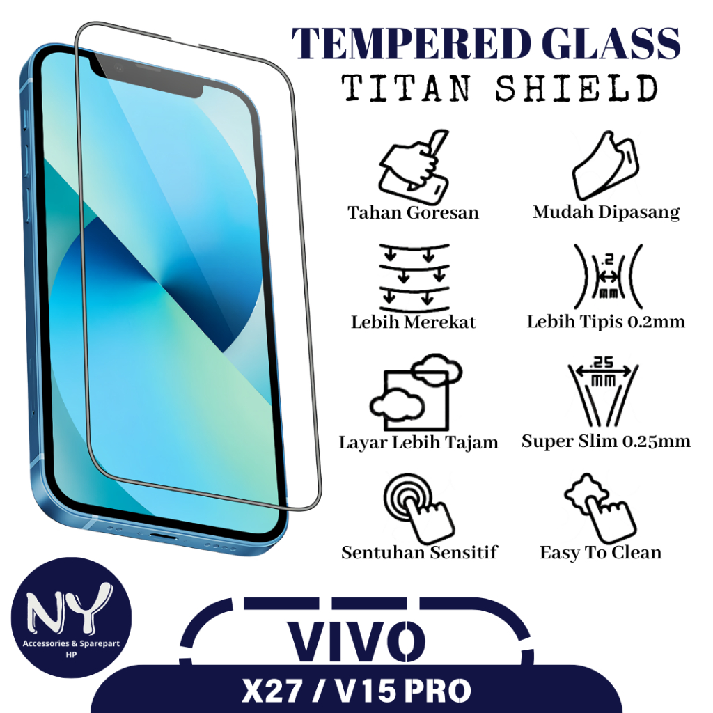 NY ANTI GORES FULL SCREEN VIVO X27 / V15 PRO PRIVACY MATTE CERAMIC STATIC ESD GLASS / TEMPERED GLASS