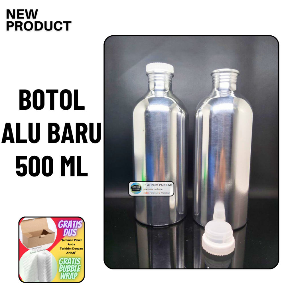Botol - Kaleng Alumunium Silver 500 ML BARU - Botol Bibit Parfum Refil