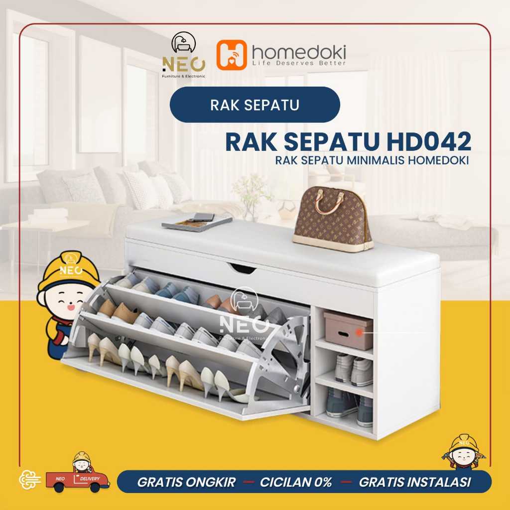 NEO - RAK SEPATU HD 042 LEMARI SEPATU KAYU SHOE CABINET AESTHETIC RAK SEPATU LEMARI SEPATU PUTIH LEM