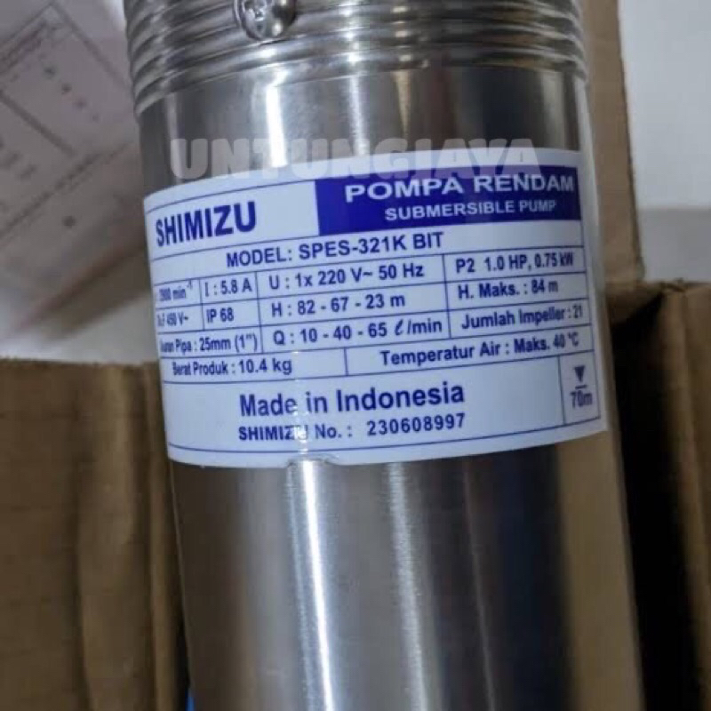 POMPA SUBMERSIBLE PUMP SPES 321 KABEL 50 METER 1 HP / POMPA SATELIT SHIMIZU SPES 321 K50 1HP / POMPA