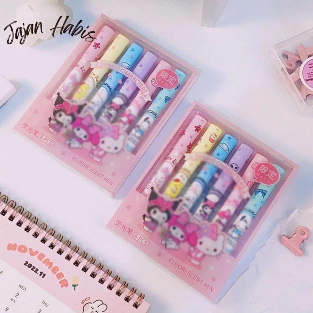 

JABIS Set Highlighter Warna Warni Karakter Kartun 6PCS Motif Spidol Warna Pastel Pen Diary Marker Stationery Lucu Unik Penanda Buku Warna Warni Pena Ujung Lembut