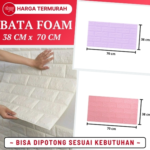 Sticker Wallpaper Foam 3D Premium Brick Foam Busa Tebal Dekorasi Dinding Kamar Warna Hitam Putih Abu