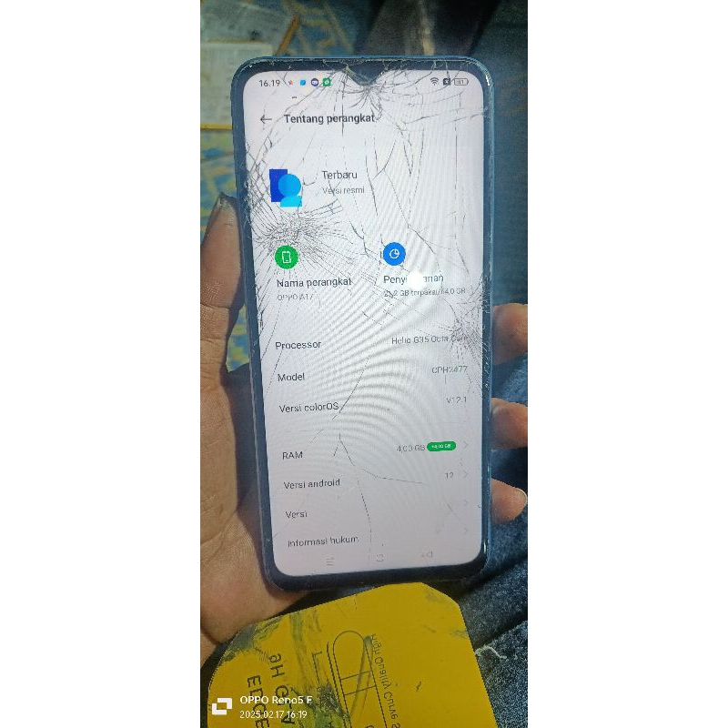 lcd oppo a17 ori pabrik .minus tglas retak. fungsi normal