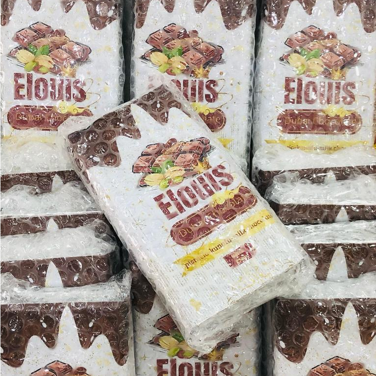 

Coklat Dubai Chocolate Elouis Kunafa-Milk-pistacio Ukuran 250gr elois chocolate