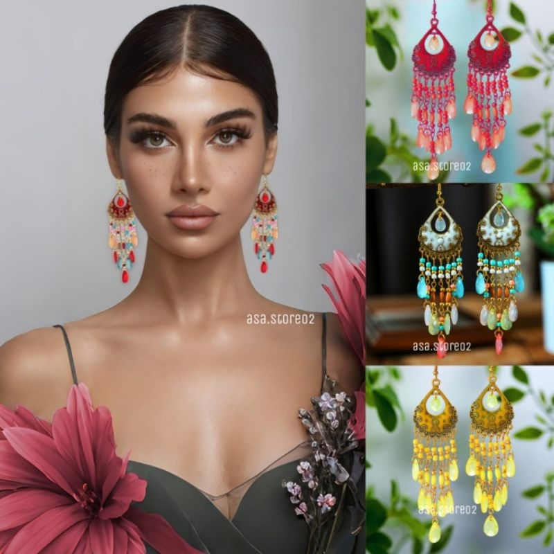 Anting Panjang Rumbai/Anting India Aksesories Fashion