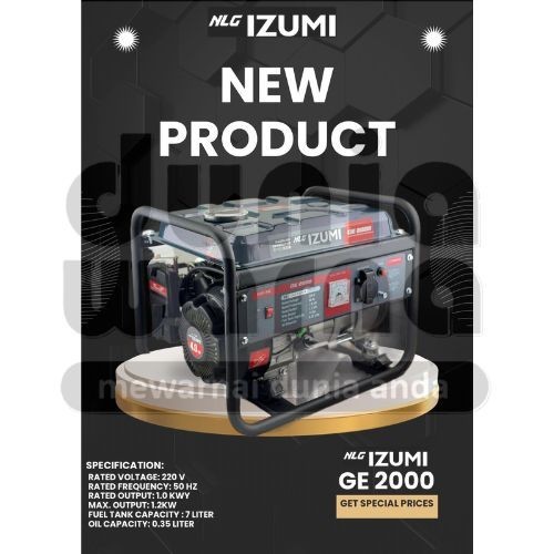 NLG IZUMI GE2000/GE 2000 Genset Bensin 1KW / Gasoline Generator 1000 Watt Max 1200 Watt