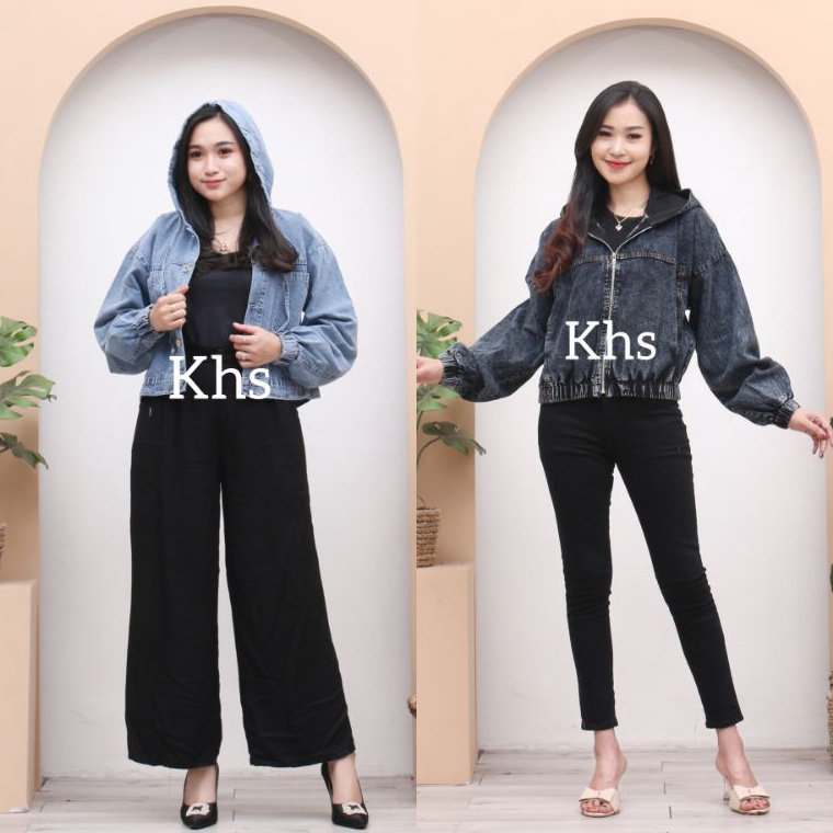 Harga TERMURAAH JAKET JEANS OVERSIZE wanita wrinkle terbaru lengan balon foto 1 real pict