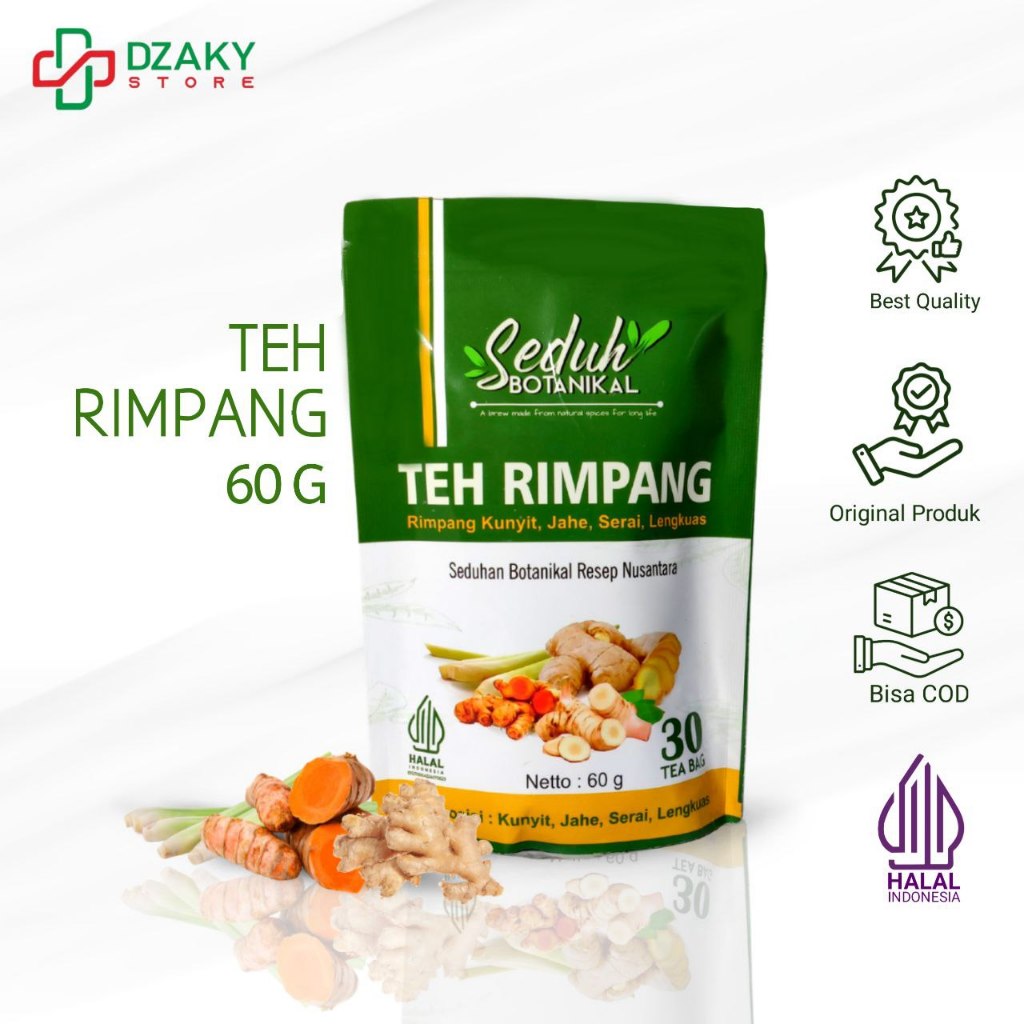 

SEDUH BOTANIKAL Teh Rimpang | Teh Celup Rimpang JSR | Teh Kunyit Jahe Serai Lengkuas | 30 Tea Bag