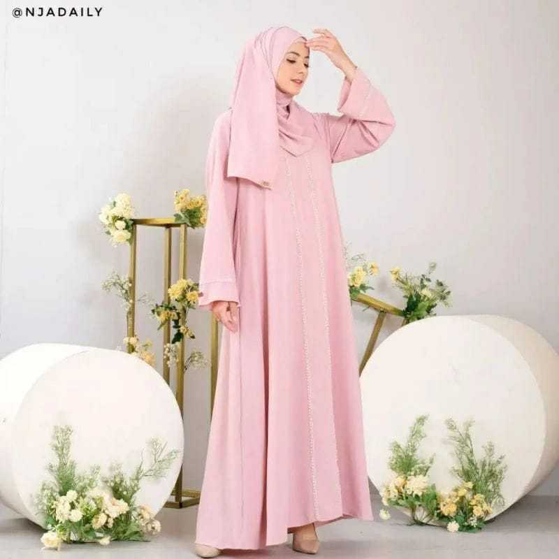 Promo Gamis Abaya Hitam Baju Abaya Arab Basic Renda Polos Abaya Turkey Gamis Wanita Umroh 2024 Gamis