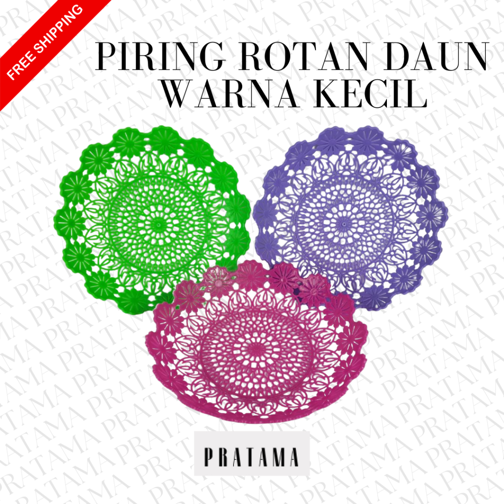 Piring Rotan Plastik / Piring Rotan / Piring Daun Kecil Warna ( 1 Lusin Isi 12 Pcs)