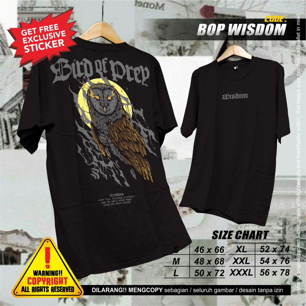 T-shirt Bird of Prey, kaos hobi burung, kaos Burung Hantu, Kaos Elang, Kaos burung pemangsa
