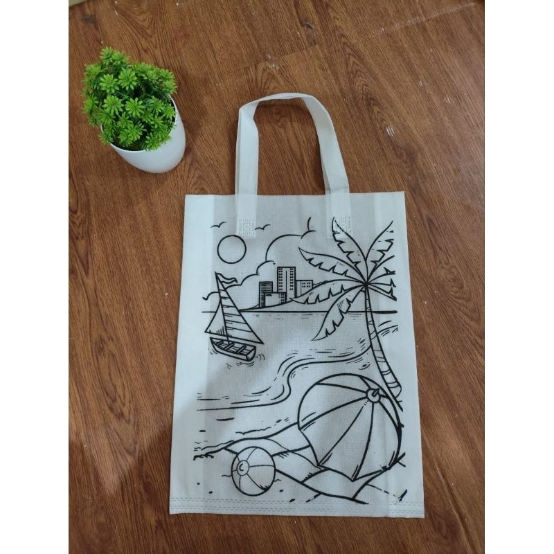 

tas lukis mewarnai motif pantai