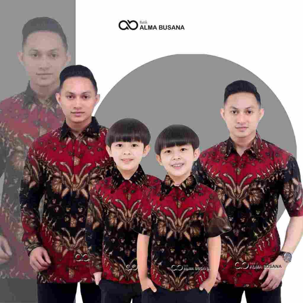 BEST SELLER BATIK KERIS MARON TERBARU COUPLE SWEET COUPLE BATIK AYAH DAN ANAK COWOK BATIK MERAH