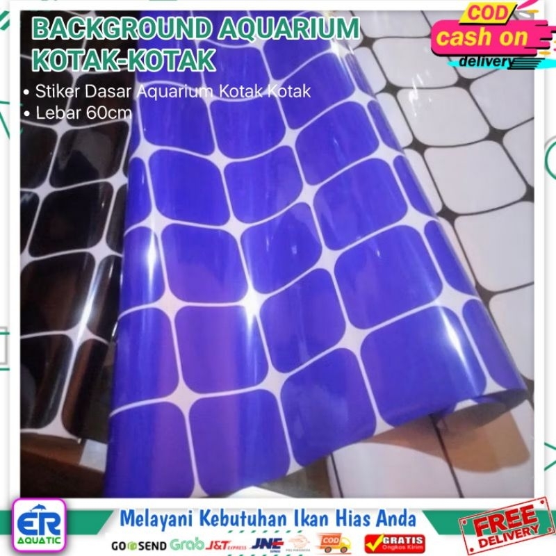STIKER BACKGROUND DASAR AQUARIUM KOTAK-KOTAK