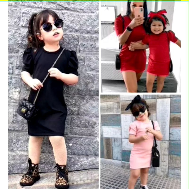 Dress Rajut Anak Lengan Balon Pakaian Anak Perempuan
