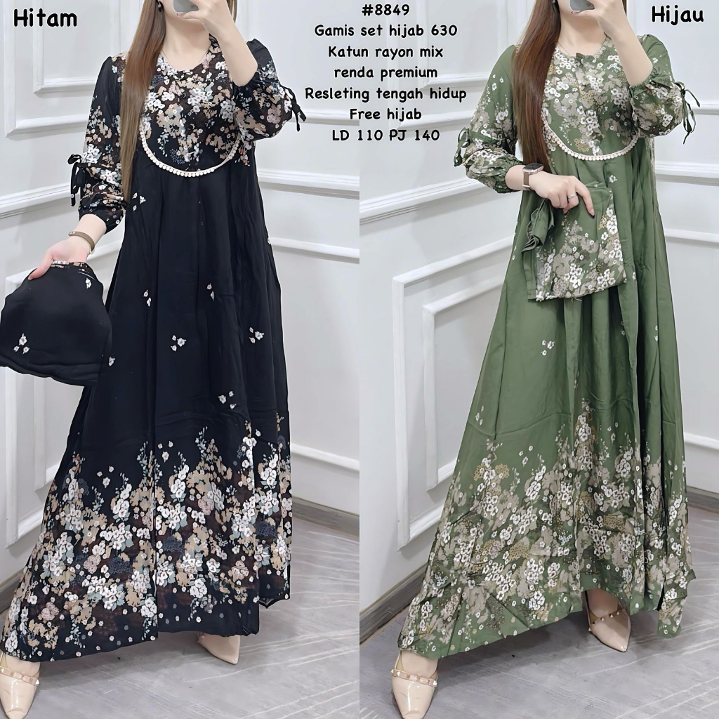 Gamis Pakaian Mulsim FREE HIjab Fashion COD #V8849