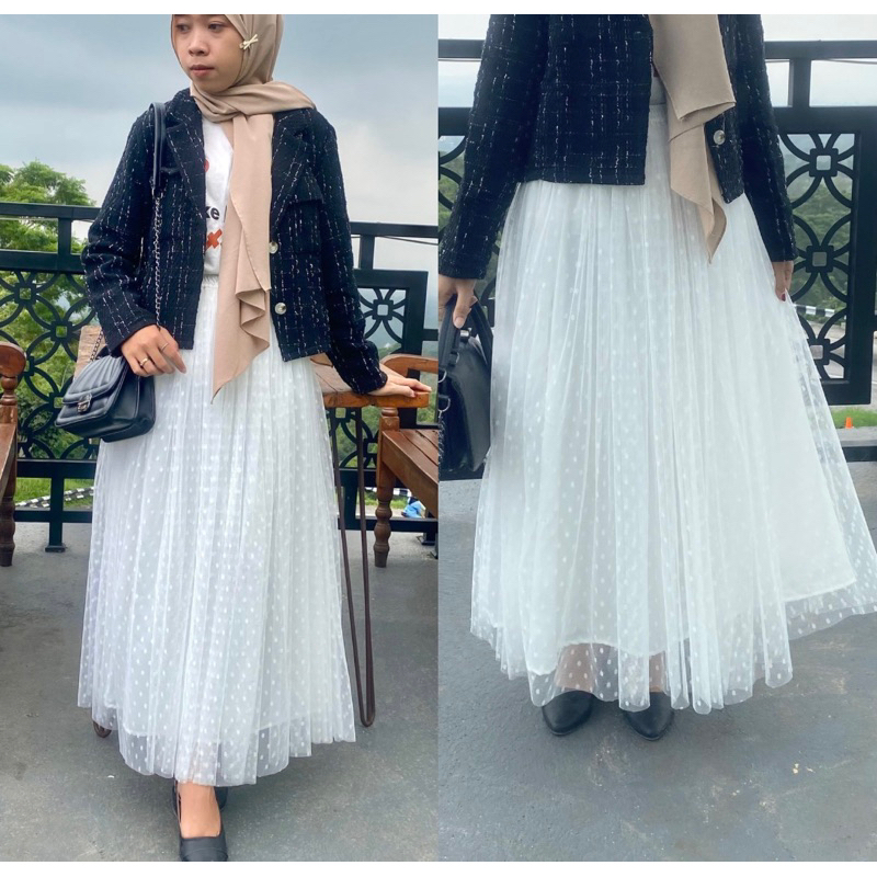 Rok tutu tile dotty / rok tile polkadot dewasa wanita hijab