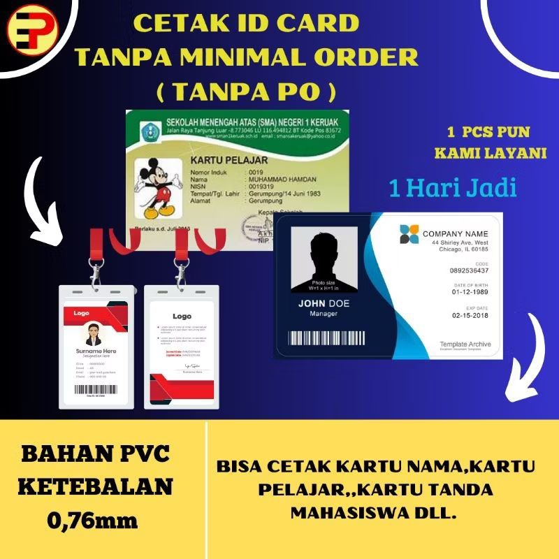 

CETAK ID CARD CUSTOM/KARTU PELAJAR/KTM/KTA-TANPA PO