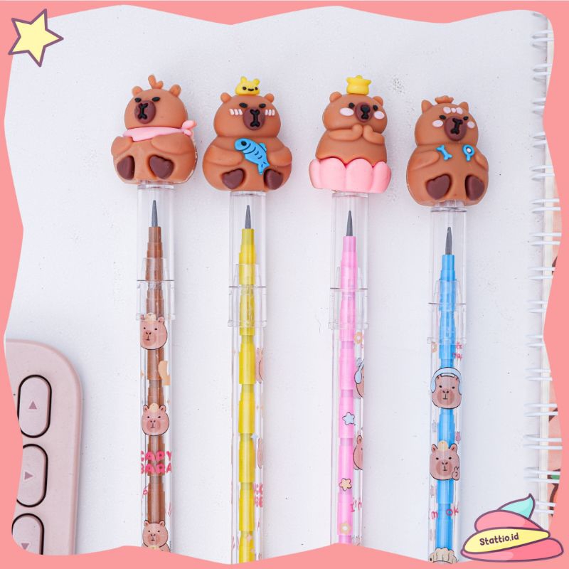 

Pensil Susun / Peluru Cappybara Capybara Pensil Tumpuk Bisa di Refill Lantu Benzia Isi Ulang
