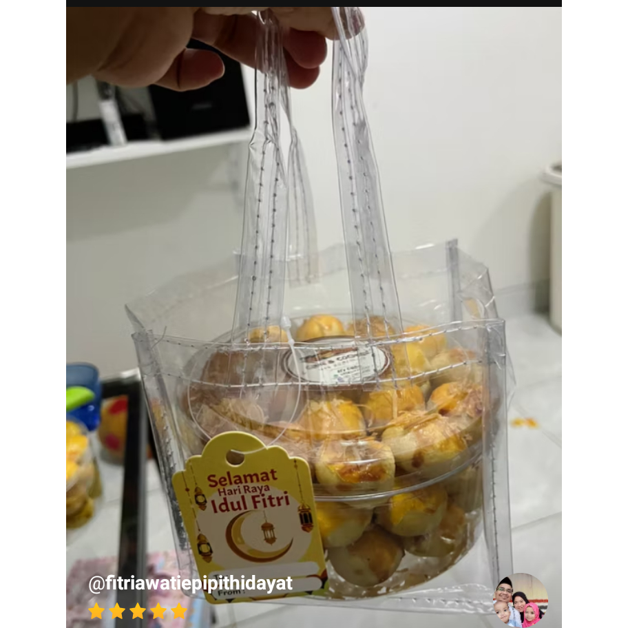

TAS TOPLES NASTAR 250 DAN 500 grm untuk isi 1 pcs toples / TAS MIKA PVC POLOS HAMPERS