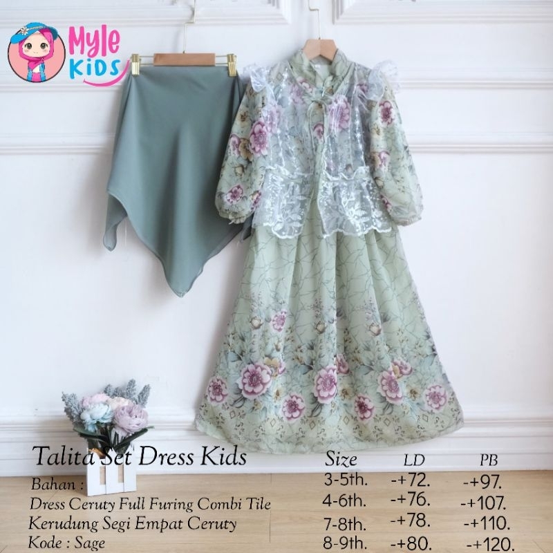 Talita Set By Myle Kids || Gamis Set Anak