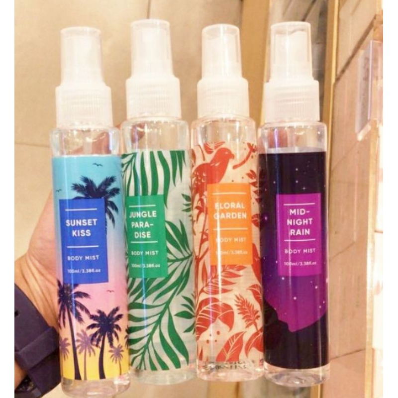 MINISO Body Mist sunset kiss jungle paradise floral garden midnight rain 100ml