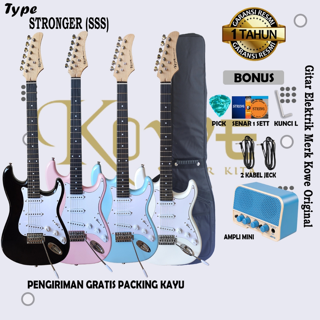 Kowe Gitar Original Elektrik KOWE Seri Stronger (SSS) Model Strato