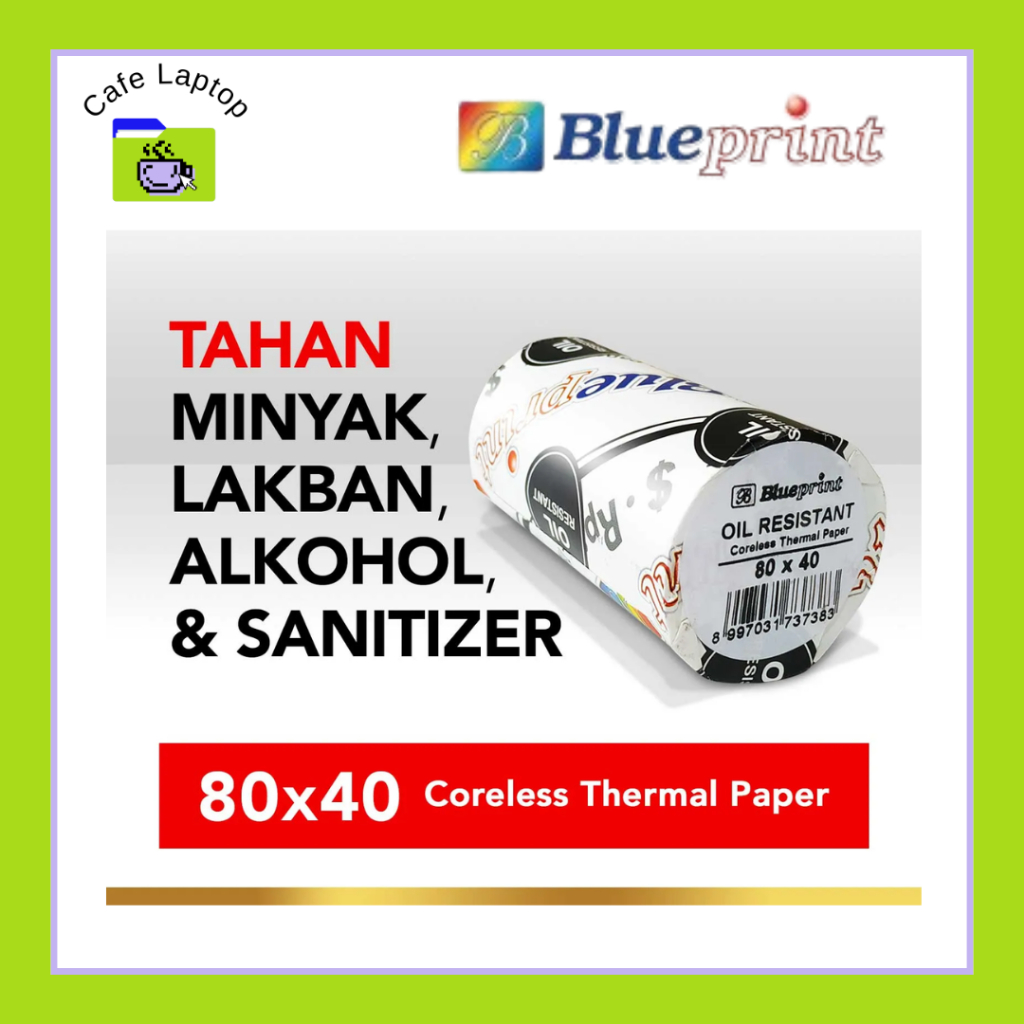 

Thermal Oil Resistant BLUEPRINT Kertas Struk TAHAN LAKBAN 80x40 mm