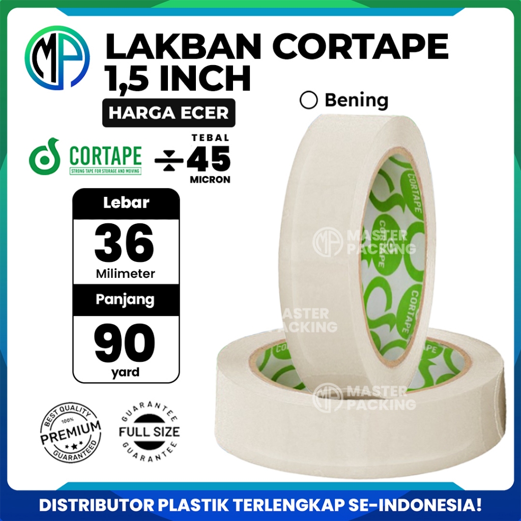 

Lakban Cortape Bening 36mm x 90yard Harga Satuan Ecer Murah Selotip / Isolasi / OPPTape Spek.Daimaru