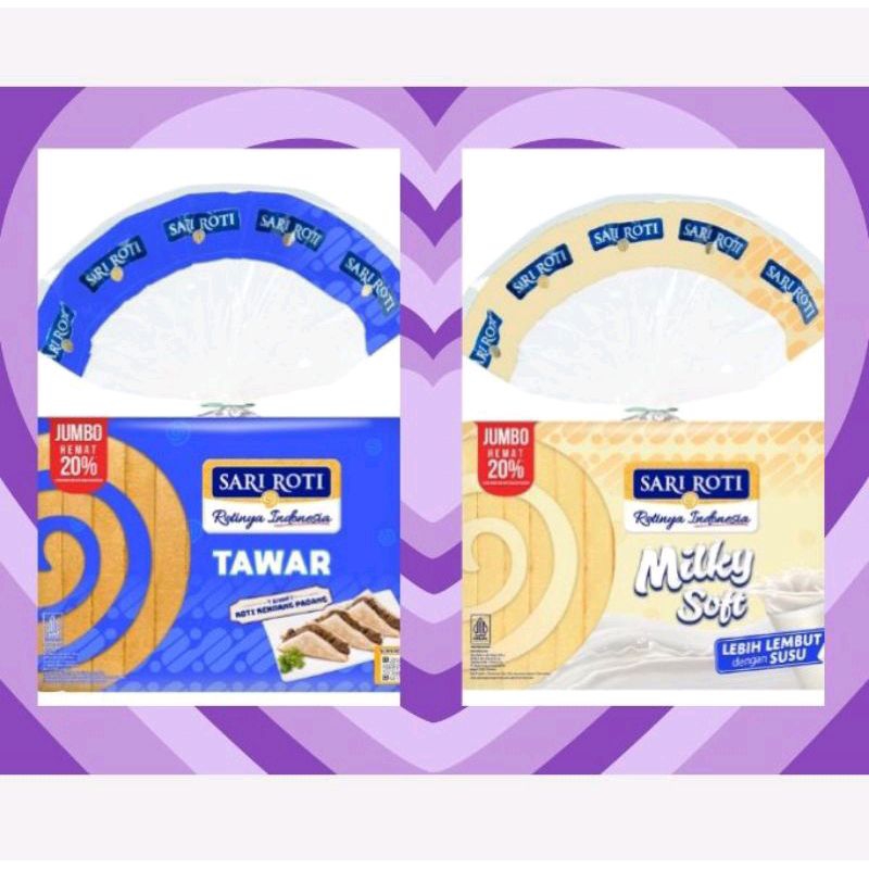 

Roti tawar Sari Roti Jumbo 555 gr & Milky Soft 540 gr