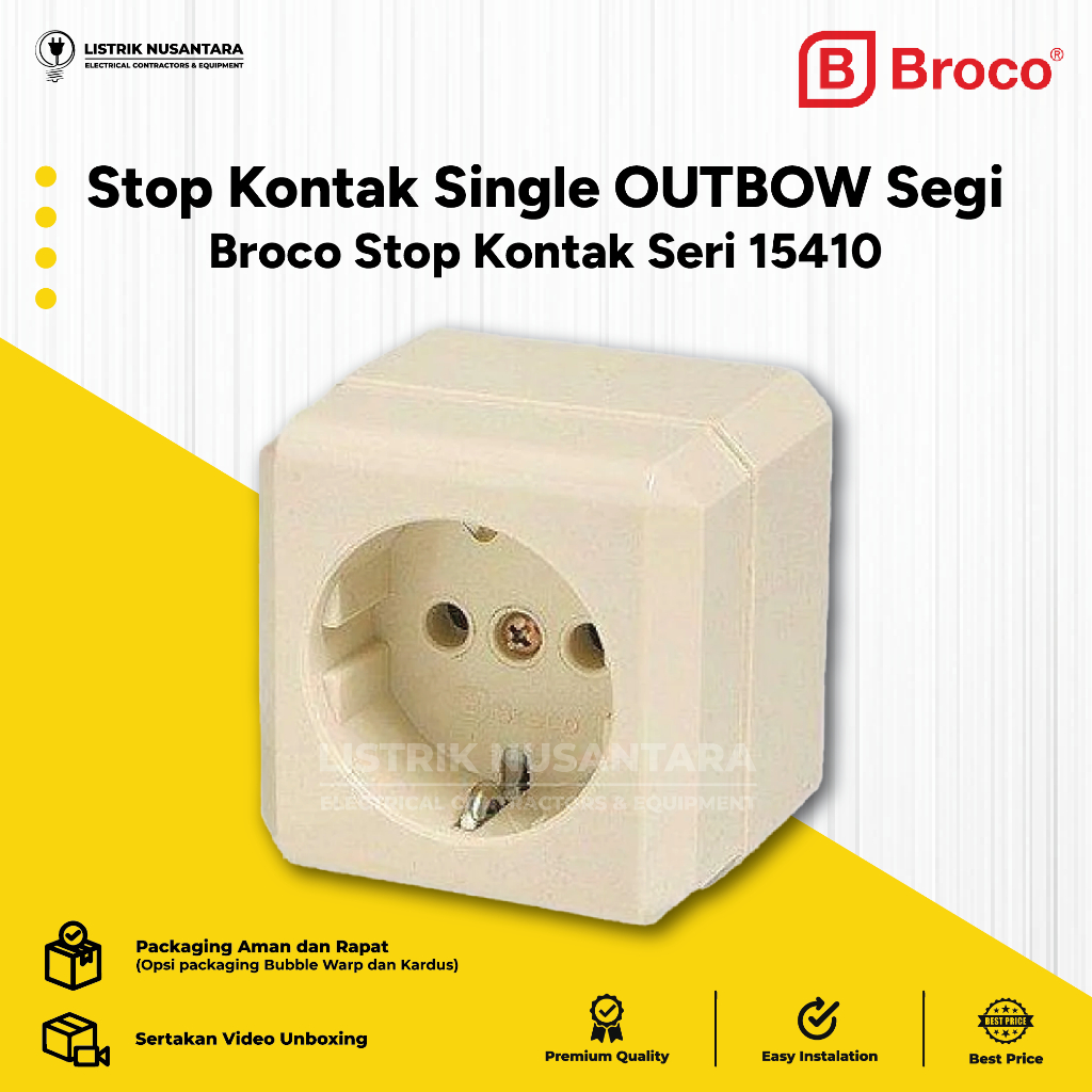 Stop Kontak Tempel Dinding Arde Tunggal / Colokan Isi 1 / BROCO NewGee Engkel /Broco 15410 Original