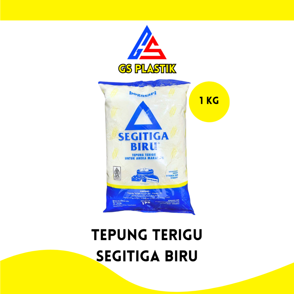 

Tepung Terigu Segitiga Biru 1 kg Tepung Terigu Serbaguna Tepung Gorengan Tepung Kue