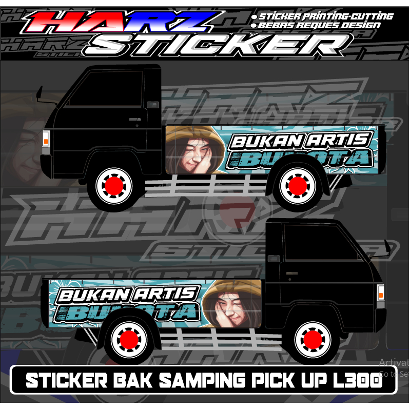 Stiker Bak Samping Mobil Pick Up L300-Stiker Body Samping Mobil Pick Up-Stiker Bebas Request